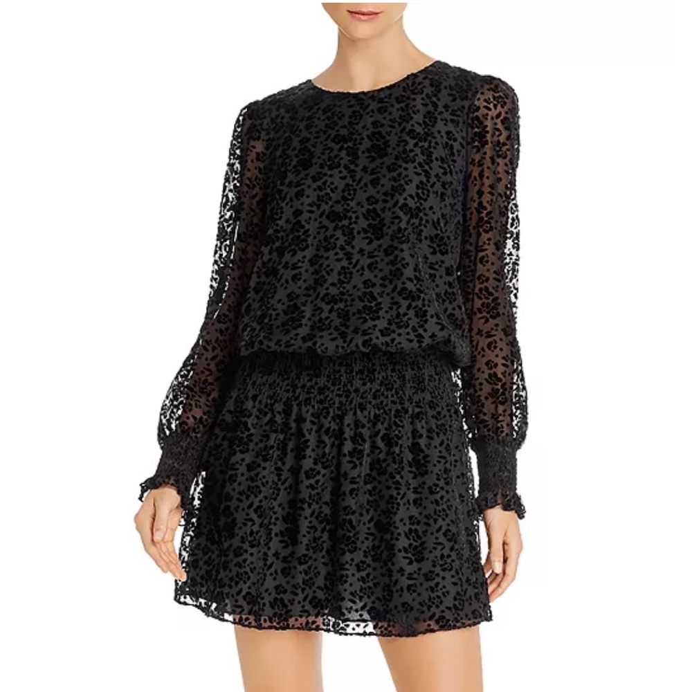 Parker - Black Floral "Carmindy Burnout Velvet" Dress size S